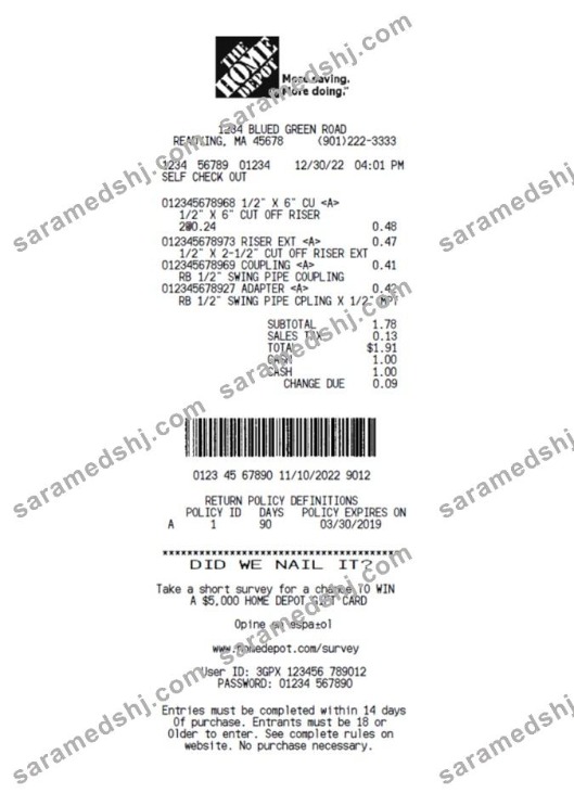 The home depot company payment slip
